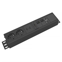 Axessline Outlet Strip - 2 eluttag typ F, 2 USB-A laddare, 2 USB-A por